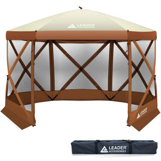 Buy tan-brown Gazebo Tent Pop Up Canopy Instant Screen House HUB SCREEN HOUSE