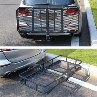 Hitch Mount Cargo Carrier With Stand Foldable Cargo Basket