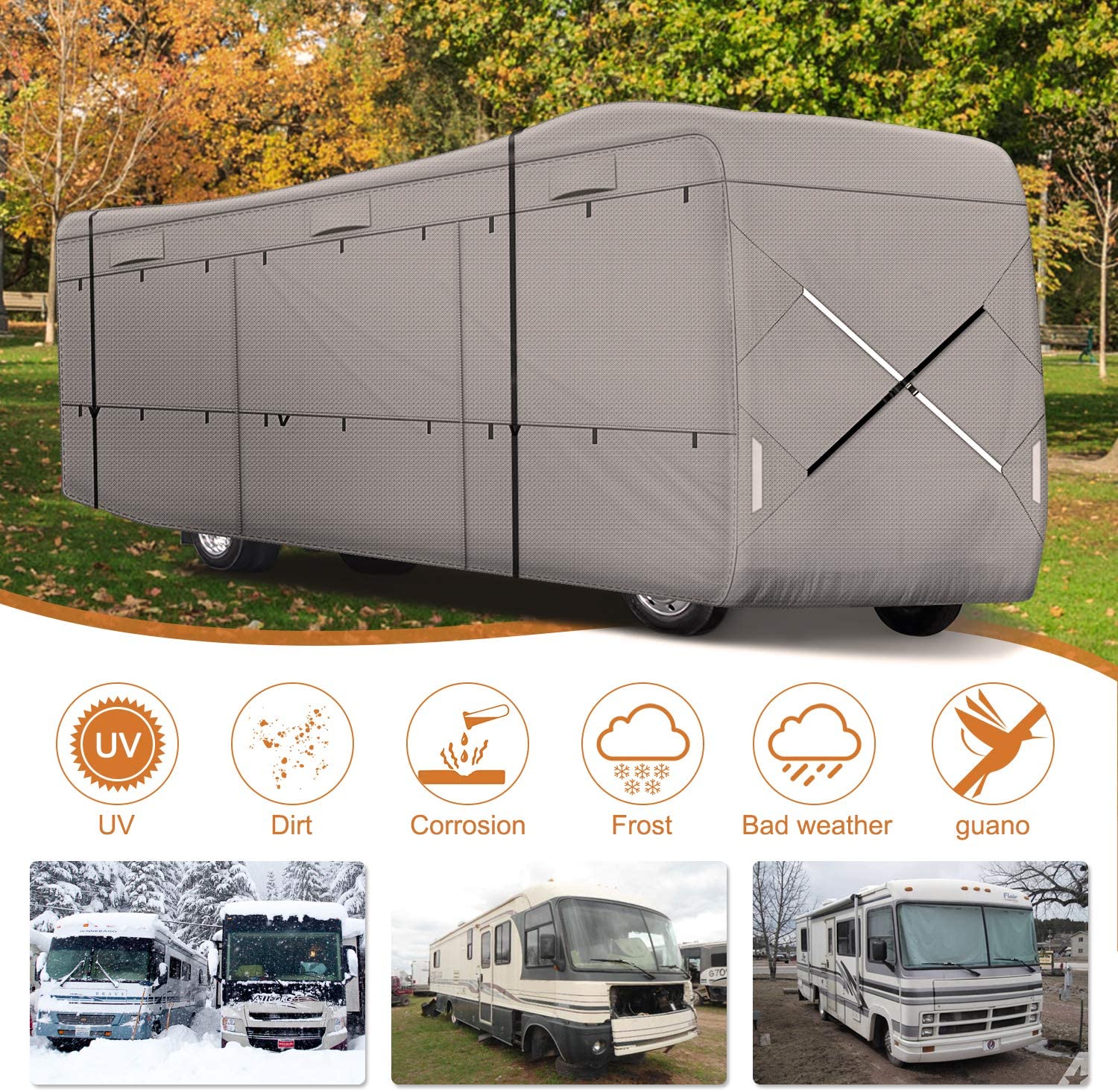 Class A RV Cover GRAY Wateproof - Leader Accessories