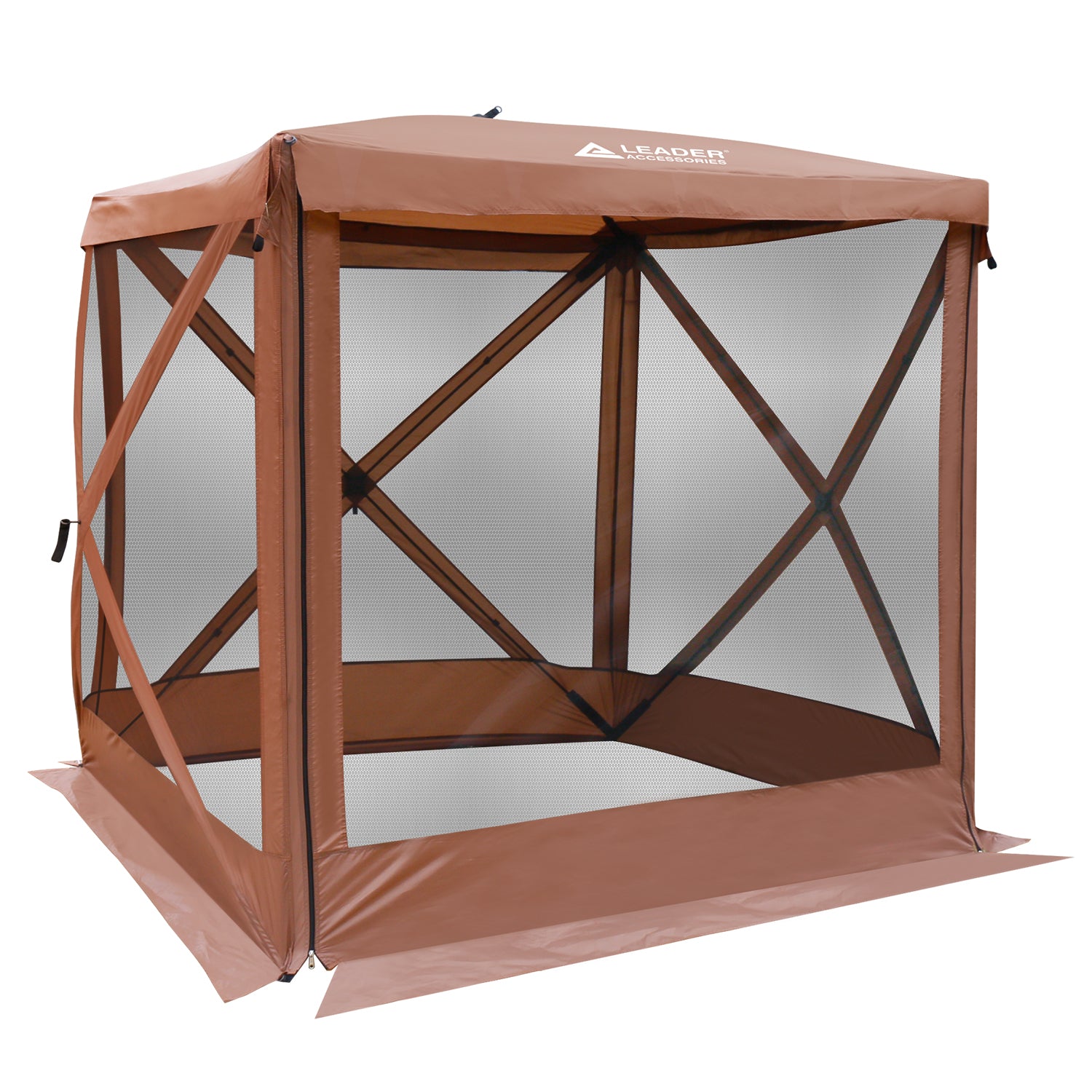 pop up fly screen tent 4-Sided Tent Pop Up Square Camping Gazebo, Brown