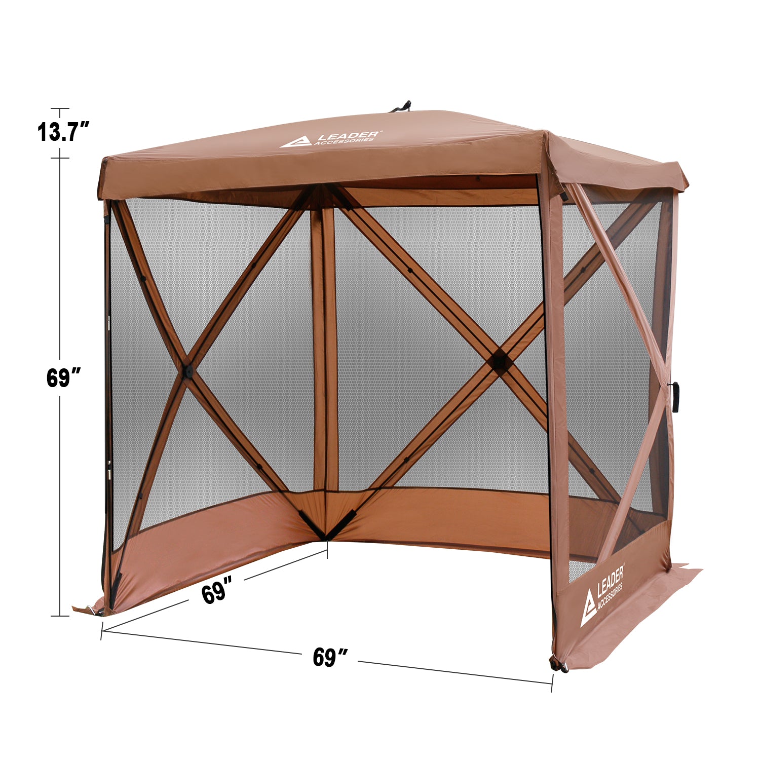 4 season pop up tent 4-Sided Tent Pop Up Square Camping Gazebo, Brown