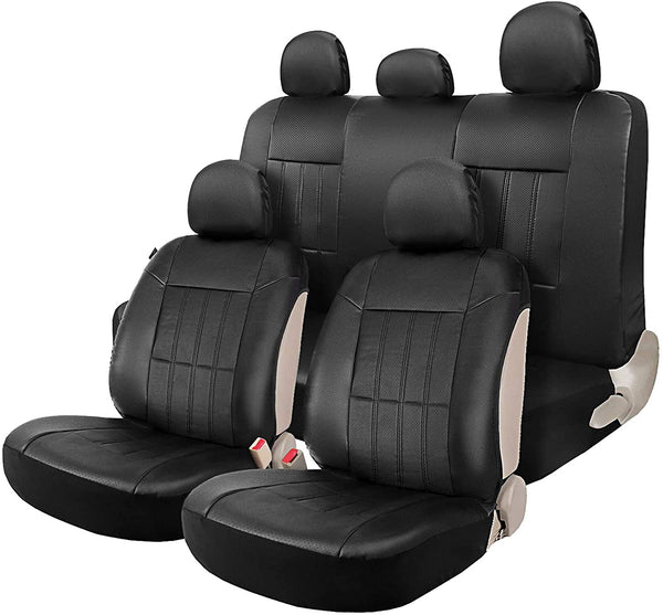 Car Seat Cushions Black Faux Leather (2-Pack) for Auto Truck Van