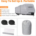 Travel Trailer RV Cover with Top 300D Ripstop Polyester Side 150D Polyester Waterproof