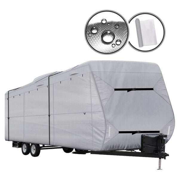 Travel Trailer RV Cover with Top 300D Ripstop Polyester Side 150D Polyester Waterproof