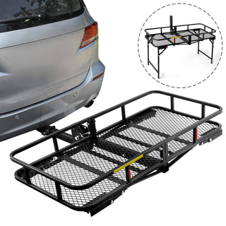 Hitch Mount Cargo Carrier With Stand Foldable Cargo Basket