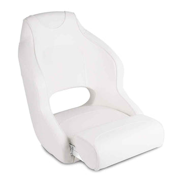 Buy model-a-white-white-piping Premium Boat Seats | Two Tone Captain&#39;s Bucket Boat Seats